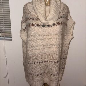 Free People Ivory Cowl Neck Knit Pullover Sweater Size L